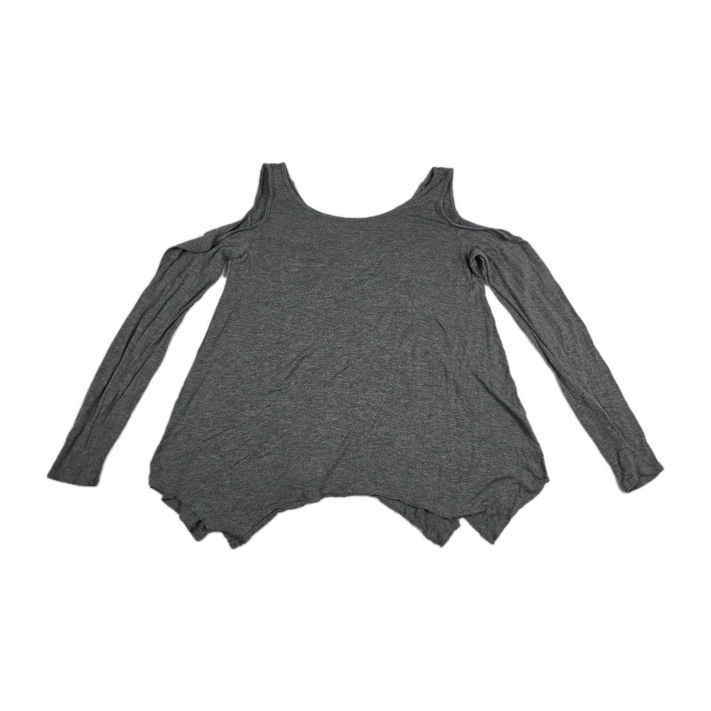 Hollister Y2K Juniors Size Large Gray Cold Shoulder Scoop‎ Neck Top
